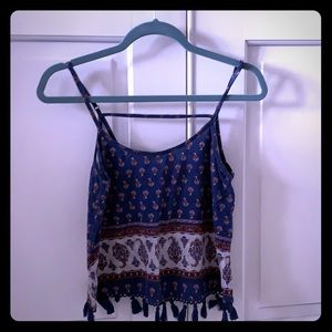 Paisley tassel crop top